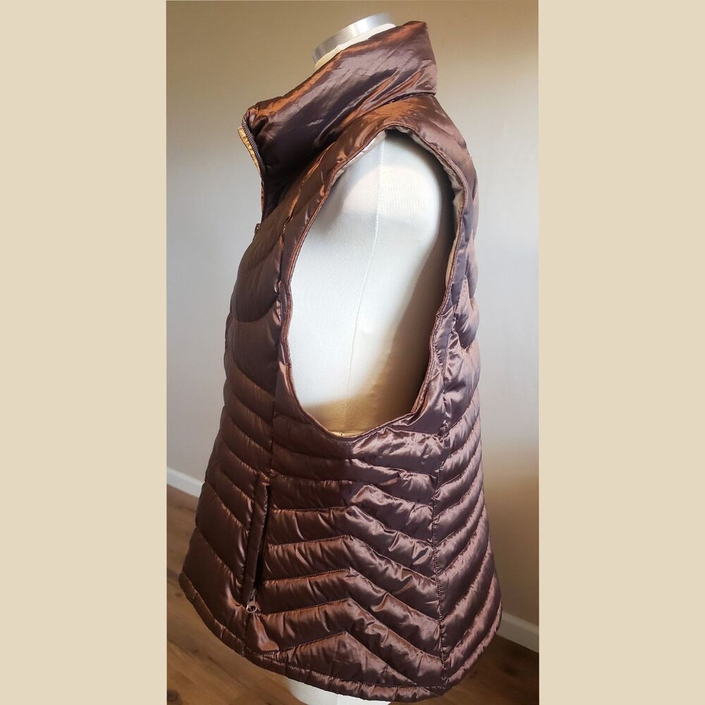 Bernardo Puffer Womens Size XL Brown Packable Quilted Goose Down Outdoor Vest - Picture 3 of 10